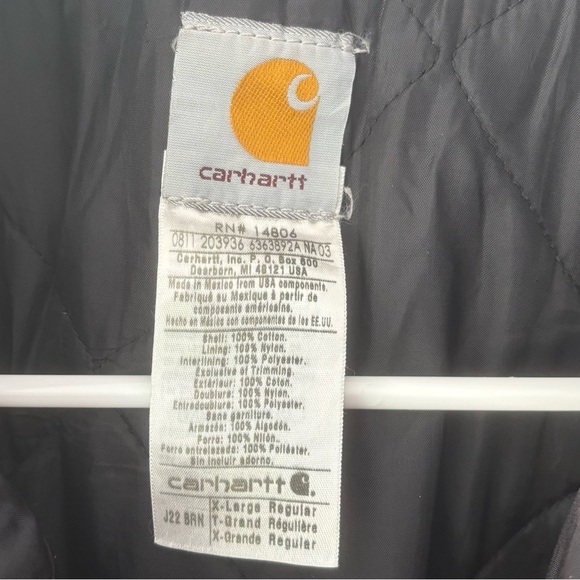 Carhartt Brown Barn Chore Jacket Corduroy Collar Quilted Outdoor Insulted Warm - Picture 8 of 15